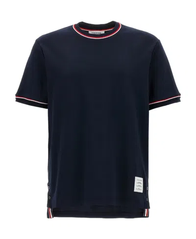 THOM BROWNE THOM BROWNE LOGO PATCH CREWNECK T-SHIRT