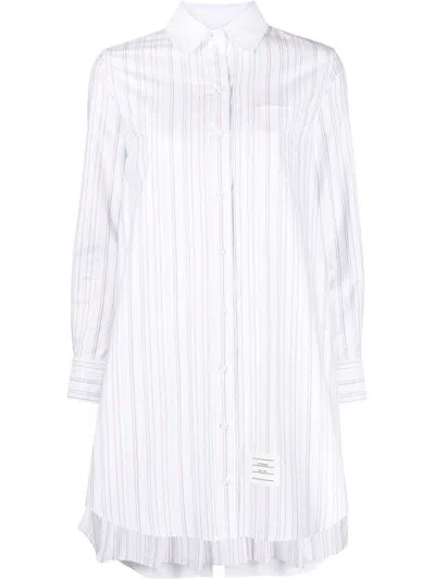 THOM BROWNE THOM BROWNE STRIPED LONG-SLEEVED SHIRT DRESS
