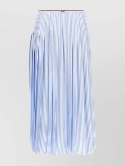 THOM BROWNE STRIPED SILK PLEATED HIGH-WAISTED MID-LENGTH SKIRT