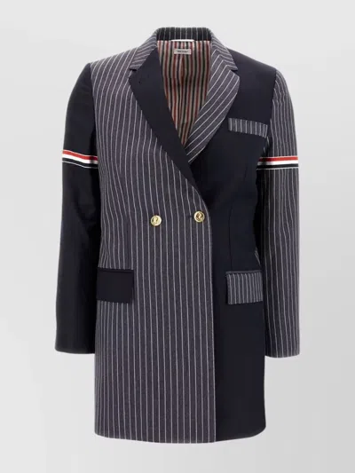THOM BROWNE WOOL STRIPED DOUBLE-BREASTED BLAZER
