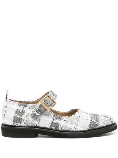 THOM BROWNE TARTAN-CHECK TWEED BALLERINA SHOES
