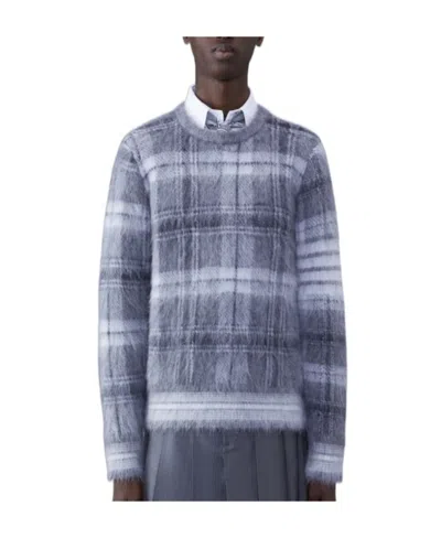 THOM BROWNE THOM BROWNE TARTAN CREWNECK LONG-SLEEVED JUMPER