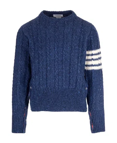 THOM BROWNE THOM BROWNE RWB STRIPE CABLE-KNIT CREWNECK JUMPER