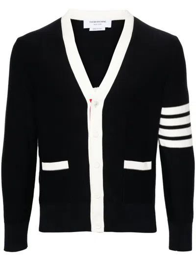 THOM BROWNE V-NECK COTTON CARDIGAN