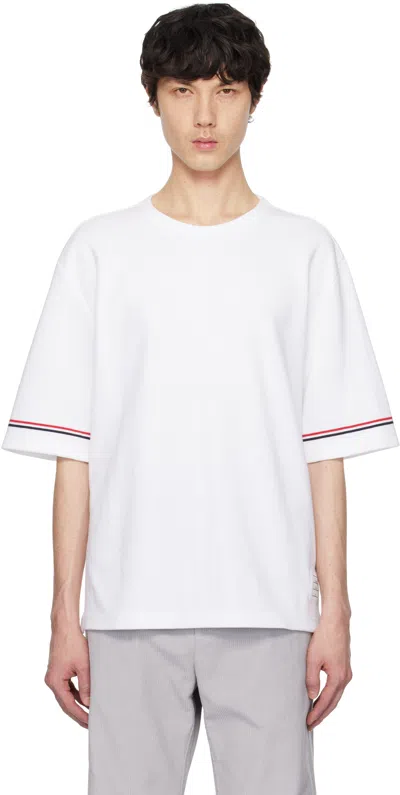 THOM BROWNE WHITE COTTON RUGBY SHORT SLEEVE T-SHIRT