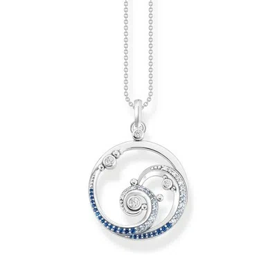 THOMAS SABO THOMAS SABO KE2143-644-1 HALSKETTE MIT ANHÄNGER DAMEN WELLE BLAUE STEINE SILB...