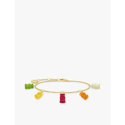 THOMAS SABO WOMENS GOLD-PLATED & GLASS THOMAS SABO X HARIBO GOLDBEAR 18CT GOLD-PLATED STERLING-SILVER AND GLASS 