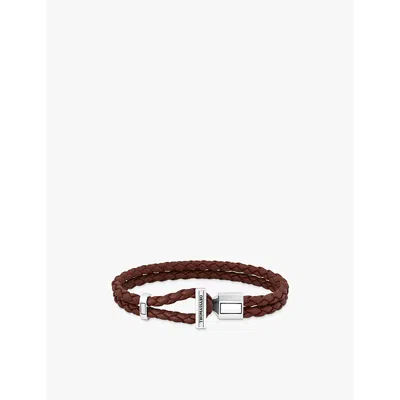 THOMAS SABO WOMENS SILVER & LEATHER LOGO-ENGRAVED STERLING-SILVER AND LEATHER BRAIDED BRACELET