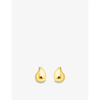 THOMAS SABO WOMENS THOMAS SABO SMALL ORGANIC DROP-SHAPE 18CT YELLOW-GOLD PLATED 925 STERLING SILVER STUD EARRING