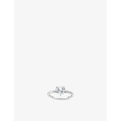 THOMAS SABO WOMENS WHITE HEART-SHAPED 925 STERLING SILVER AND CUBIC ZIRCONIA RING