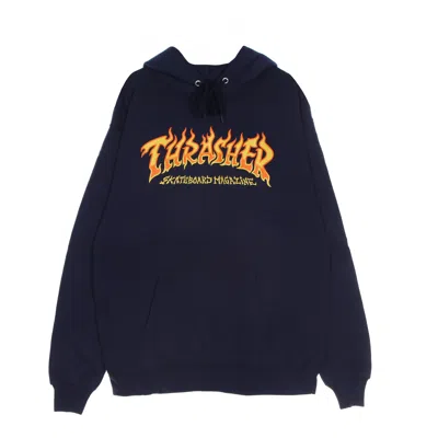 THRASHER MEN'S FIRE LOGO HOOD NAVY SWEATSHIRT