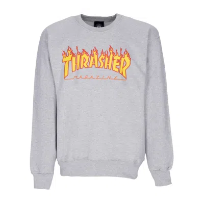 THRASHER MEN'S FLAME CREWNECK SWEATSHIRT LIGHT STEEL/YELLOW