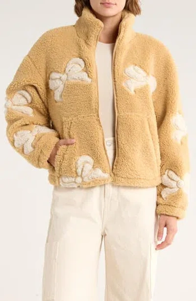 THREAD & SUPPLY THREAD & SUPPLY BOW PATCH FAUX SHEARLING JACKET