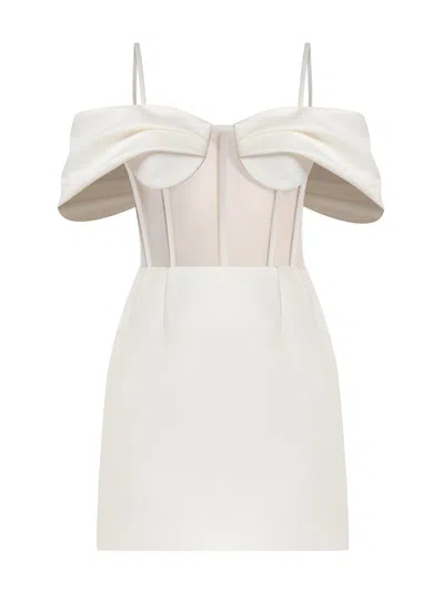 TIA DORRAINE WOMEN'S BELLE OF THE BALL SATIN MINI DRESS - PEARL WHITE