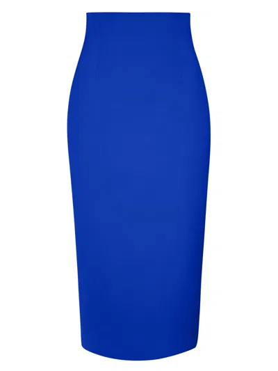 TIA DORRAINE WOMEN'S HIGH-WAIST PENCIL MIDI SKIRT - AZURE BLUE