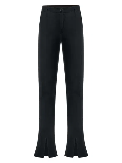 TIA DORRAINE WOMEN'S DOUBLE IDENTITY SLIM TROUSERS WITH SLITS BLACK