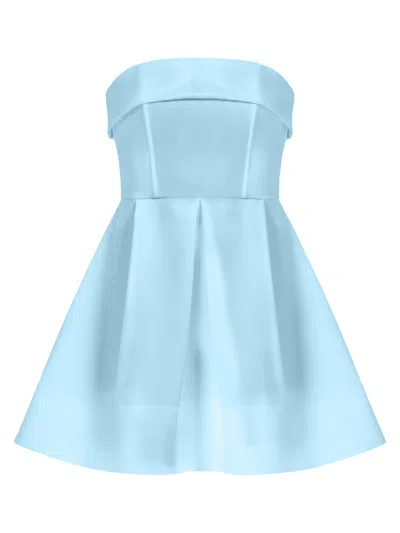 TIA DORRAINE WOMEN'S WILD FLOWER FLARED SATIN MINI DRESS - LIGHT BLUE