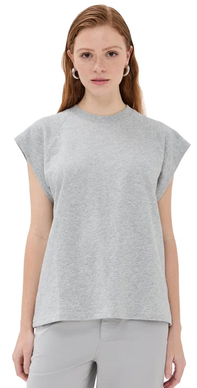 TIBI LIGHTWEIGHT SWEATSHIRTING SLEEVELESS EASY TOP HEATHER GREY