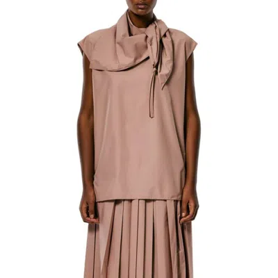 TIBI TIBI TOFFEE NYLON SLEEVELESS COCOON TOP