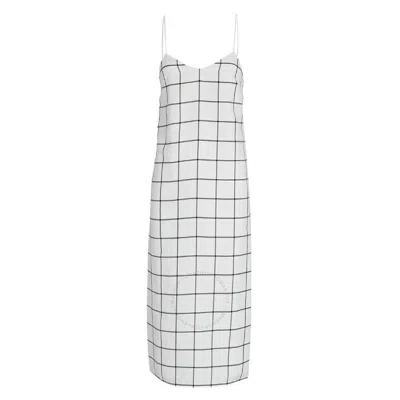 TIBI TIBI TWILL WINDOWPANE SLIP DRESS