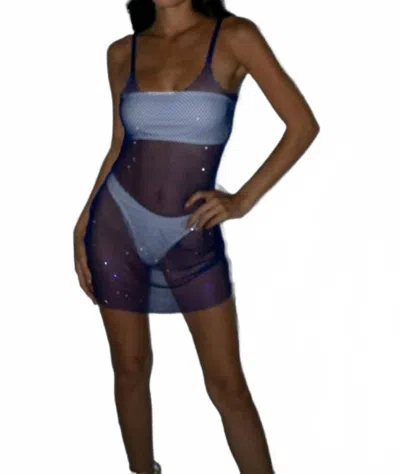 TIC TOC KAYLA RHINESTONE MESH MINI DRESS IN ROYAL BLUE