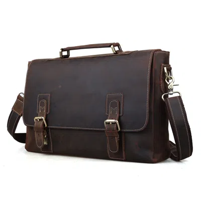 TIDING RETRO LEATHER MENS 14'' LAPTOP BRIEFCASE MESSENGER SHOULDER BAG BUSINESS HANDBAG