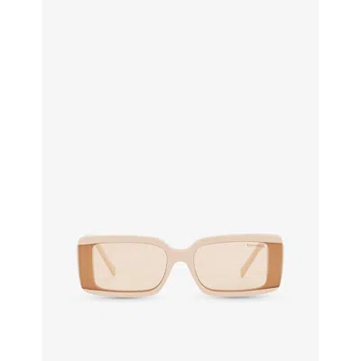 TIFFANY & CO WOMENS BROWN TF4197 RECTANGLE-FRAME CUT-OUT ACETATE SUNGLASSES