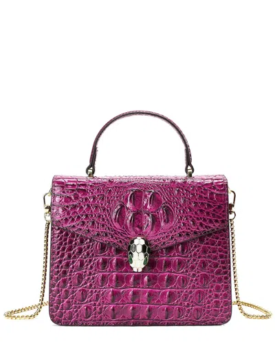 TIFFANY & FRED PARIS TIFFANY & FRED PARIS ALLIGATOR-EMBOSSED LEATHER TOP HANDLE SHOULDER BAG
