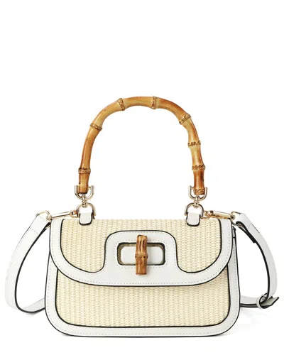 TIFFANY & FRED PARIS TIFFANY & FRED PARIS BAMBOO HANDLE WOVEN RAFFIA & LEATHER SATCHEL