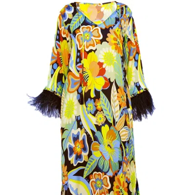 TIGER AND THE MONKEY WOMEN'S BLUE THE DAYNA ECOVERO SILKY KAFTAN DRESS