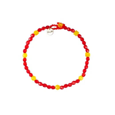 TILLIE BEADS WOMEN'S RUBY RED DAILY WEAR CARNIVAL BEAD NECKLACE