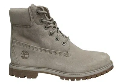 TIMBERLAND TIMBERLAND 6 INCH PREM DOUBLE SUEDE LIGHT TAUPE LACE UP WOMENS BOOTS A1P7H