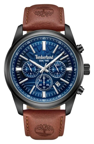 TIMBERLAND TIMBERLAND NORTHBRIDGE MULTIFUNCTION CHRONOGRAPH LEATHER STRAP WATCH, 45MM