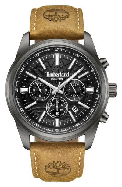 TIMBERLAND TIMBERLAND NORTHBRIDGE MULTIFUNCTION CHRONOGRAPH LEATHER STRAP WATCH, 45MM