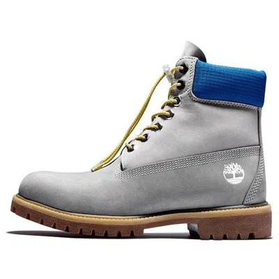 TIMBERLAND Timberland Premium 6 Inch Waterproof Boots 'Grey with Blue Collar'