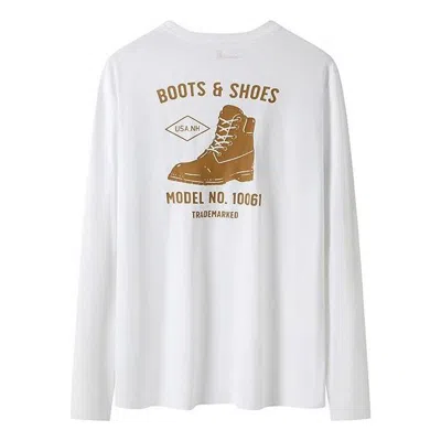 TIMBERLAND Timberland Shoe Logo Long Sleeves T-Shirt 'White Yellow'