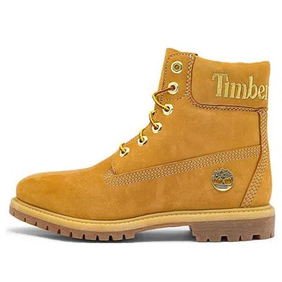 TIMBERLAND (WMNS) Timberland 6 Inch Premium Waterproof Boots 'Wheat Nubuck with Gold Logo'