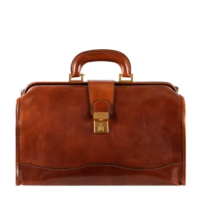 TIME RESISTANCE BROWN SMALL LEATHER DOCTOR BAG FOR WOMEN IN COGNAC - DAVID COPPERFIELD