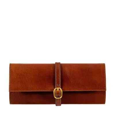 TIME RESISTANCE COGNAC BROWN WOMENS LEATHER JEWELRY CASE - MADAME BOVARY