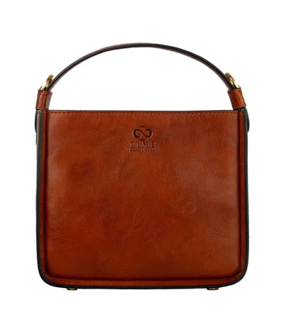 TIME RESISTANCE LEATHER HANDBAG FOR WOMEN IN COGNAC BROWN - ALMS FOR OBLIVION