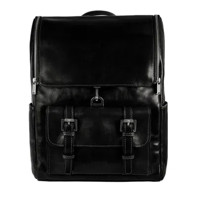 TIME RESISTANCE MEN'S LARGE BLACK LEATHER BACKPACK - THE ODYSSEY