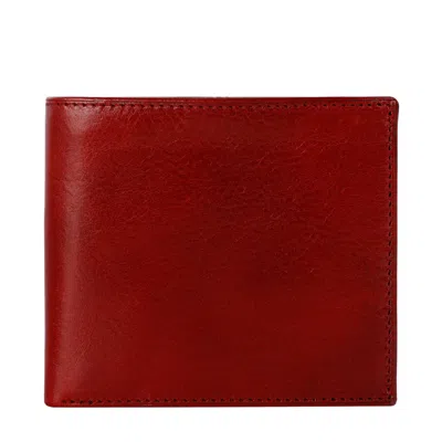 TIME RESISTANCE MEN'S RED LEATHER BIFOLD WALLET - DANIEL