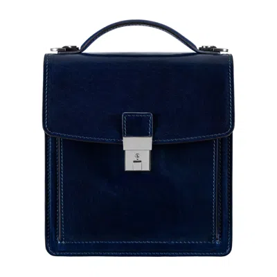 TIME RESISTANCE SMALL LEATHER BRIEFCASE FOR WOMEN IN BLUE - WALDEN