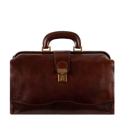 TIME RESISTANCE SMALL LEATHER DOCTOR BAG FOR WOMEN IN BROWN - DAVID COPPERFIELD