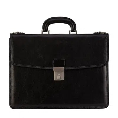 TIME RESISTANCE WOMENS LEATHER BRIEFCASE IN BLACK - THE SOUND OF THE MOUNTAIN