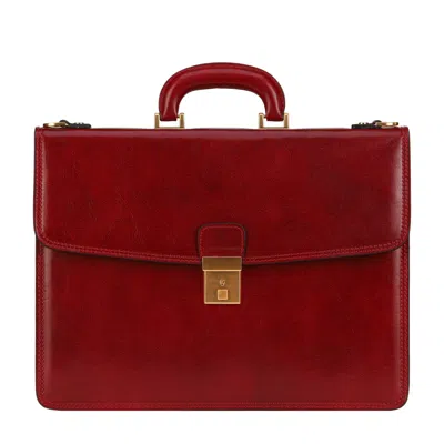 TIME RESISTANCE WOMENS LEATHER BRIEFCASE IN RED - THE SOUND OF THE MOUNTAIN