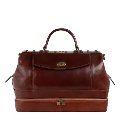 TIME RESISTANCE WOMENS LEATHER DOCTOR BAG, MEDICAL BAG, LEATHER HANDBAG IN BROWN - DOCTOR FAUSTUS