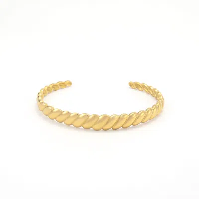 TIMI OF SWEDEN WOMEN'S GOLD BEA - CROISSANT BANGLE BRACELET STAINLESS STEEL