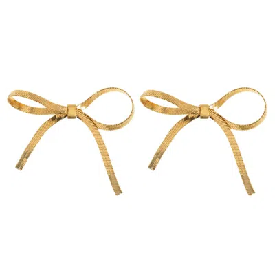 TIMI OF SWEDEN WOMEN'S GOLD JULIETTE - SNAKE CHAIN BOW STUD EARRINGS STAINLESS STEEL