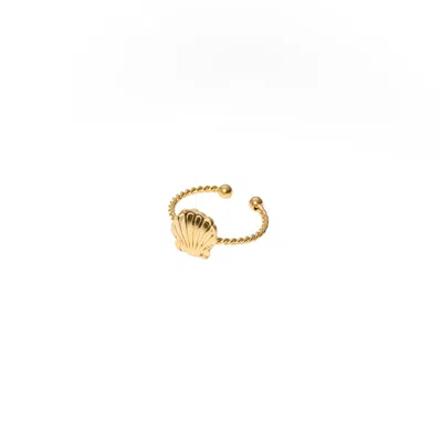 TIMI OF SWEDEN WOMEN'S GOLD PENNY - SEASHELL RING ADJUSTABLE STAINLESS STEEL